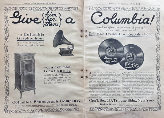 1910 Fantastic Columbia & Victor 2-Page Phonograph Ads #N1348