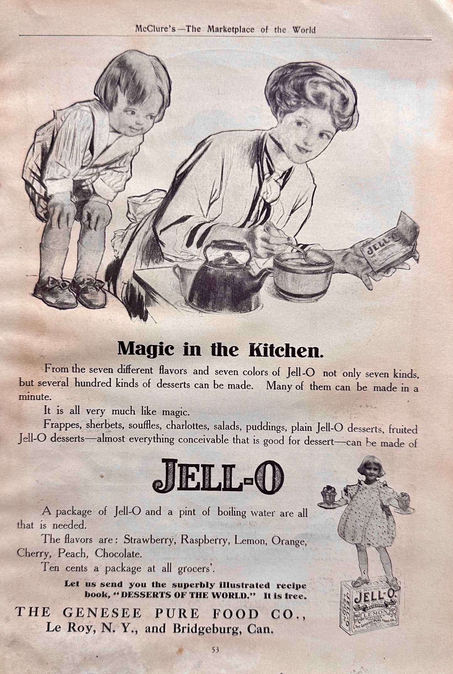 1910 Jell-o Magic in the Kitchen & Winslow Skates Ad #N1350