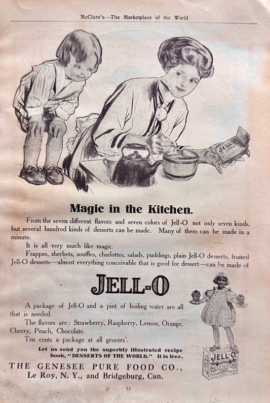 1910 Jell-o Magic in the Kitchen & Winslow Skates Ad #N1350