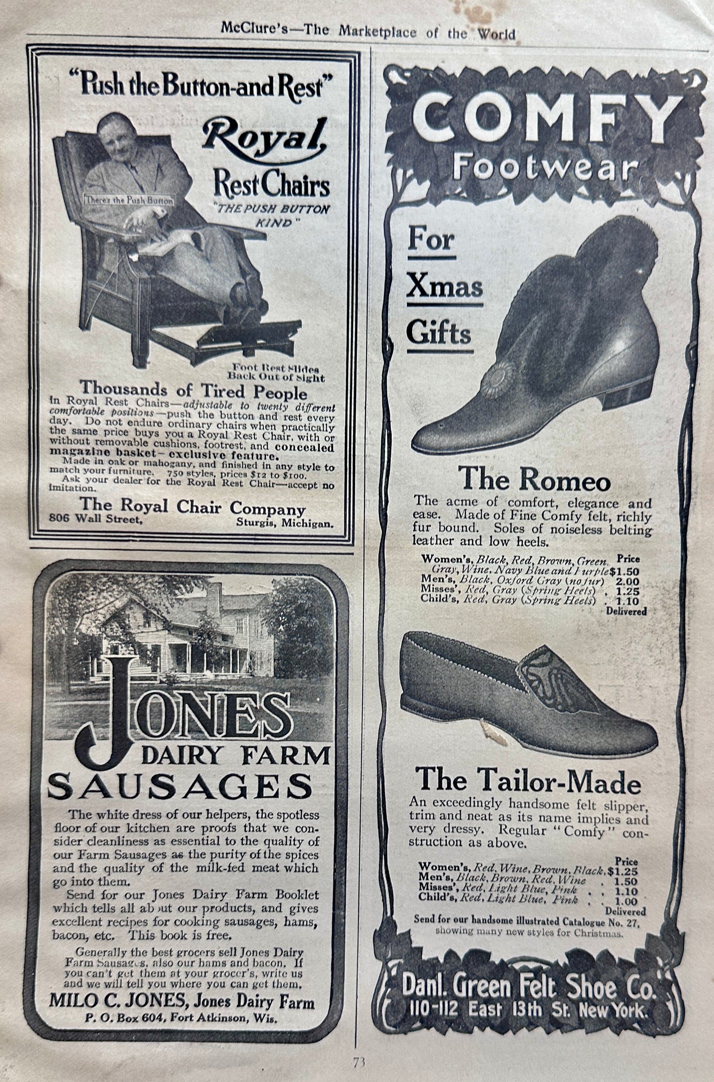 1910 Jones Dairy Farm Sausages - Original Ad #N1353