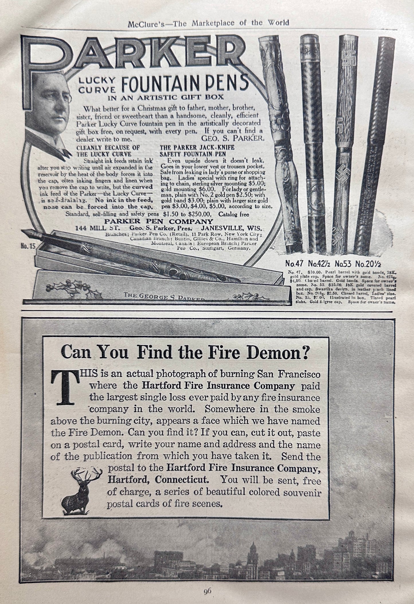 1910 Parker Fountain Pens & John Holland Fountain Pen Ads #N1355