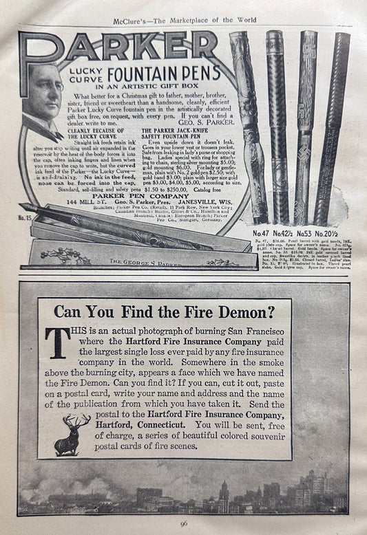 1910 Parker Fountain Pens & John Holland Fountain Pen Ads #N1355