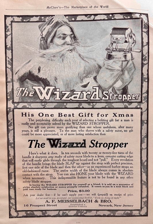 1910 The Wizard Stropper & Regina Pneumatic Cleaner & Music Box Ad #N1361