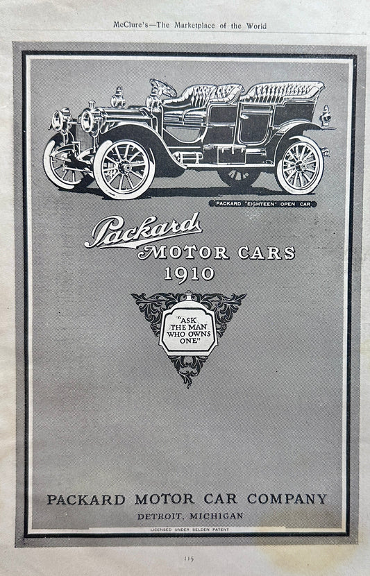 1910 Packard Motor Car Eighteen Open Touring Ad #N1366