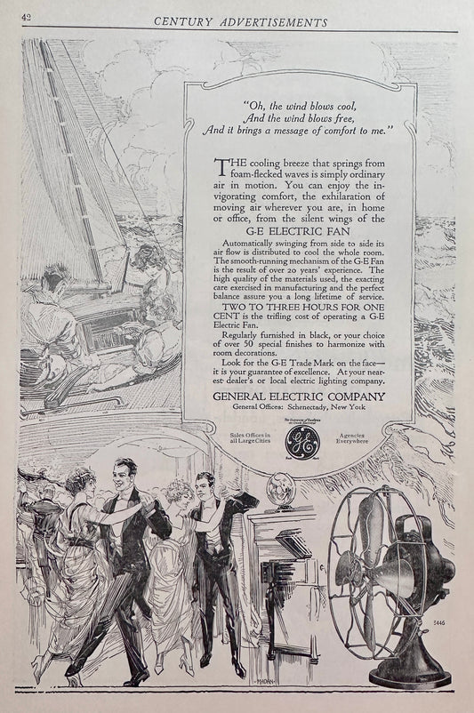 1915 General Electric FAN & Campbell's Tomato Soup Ad #N1414