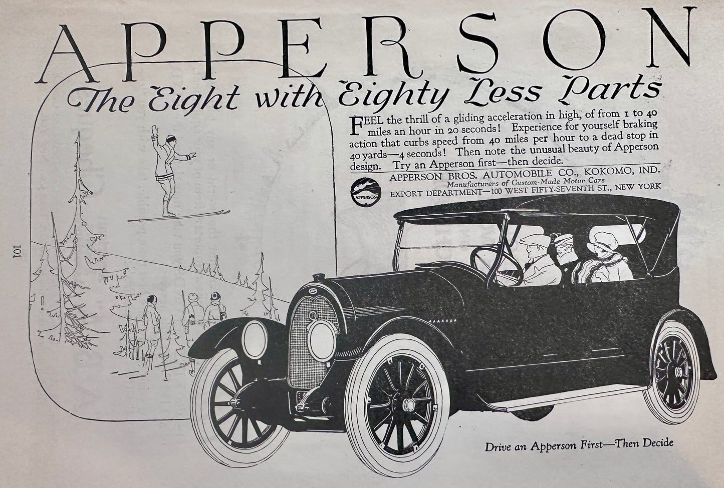 1919 Rare Apperson Eight Touring Sedan Vintage Ad - Kokomo, IN Ad#N1420