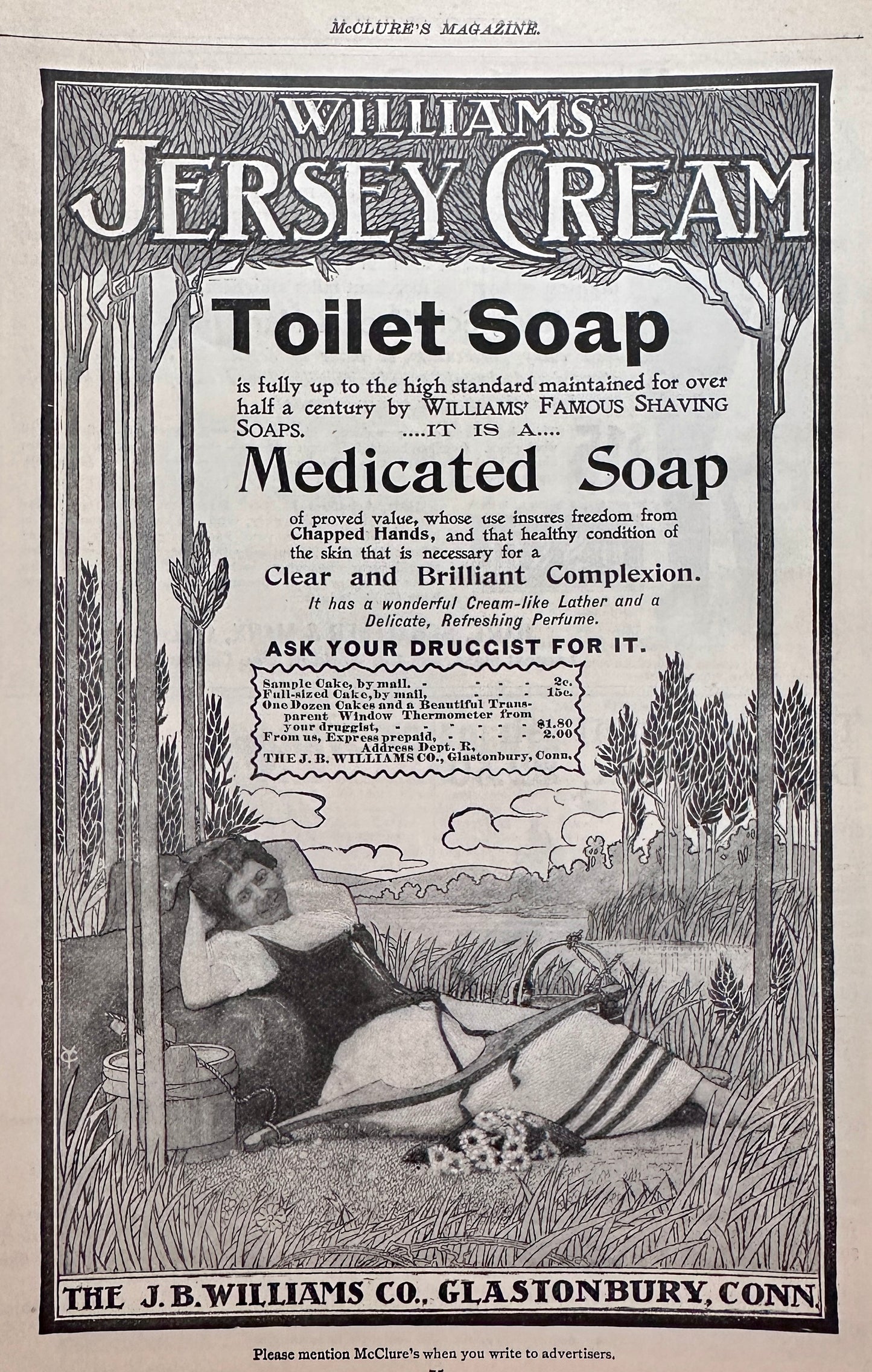1898 Jersey Cream Toilet Soap - It is A Medicated Soap - Ad #N1443