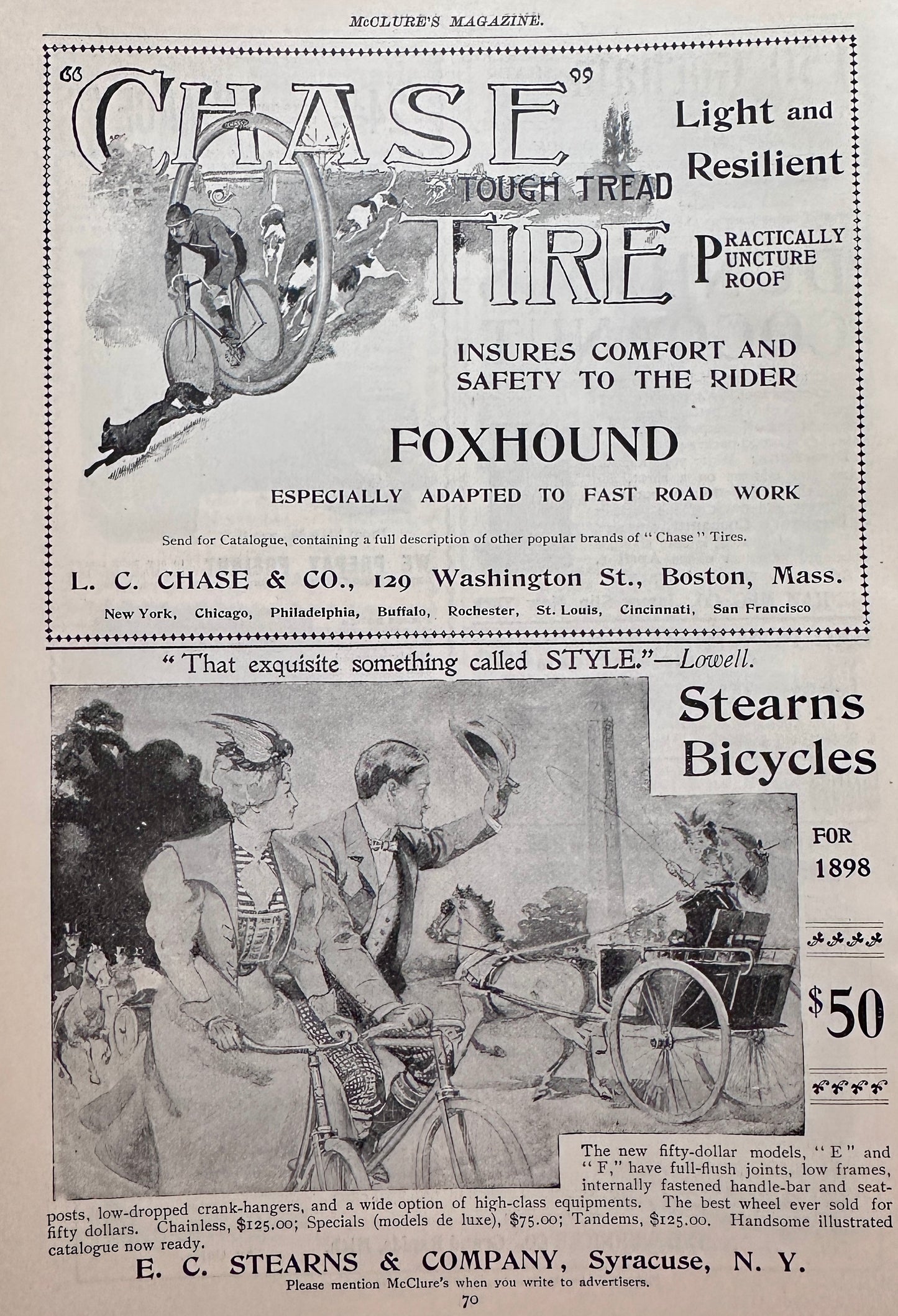 1898 Sterns Bicycles Syracuse, NY Ad #N1445