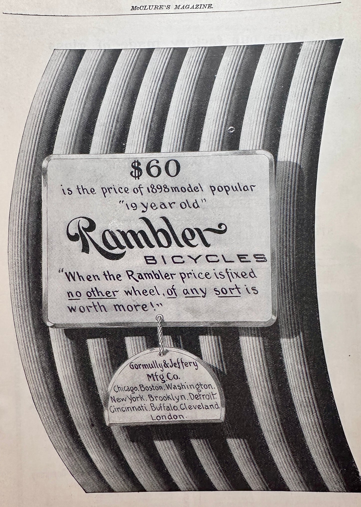 1898 McClure's Antique Bicycle Advertising Rambler & Sterling Bicycles AD #N1447