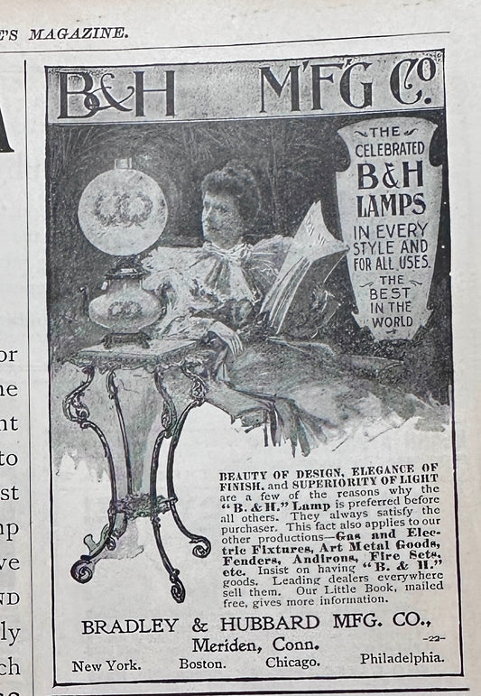 1898 Bradley & Hubbard (B&H) Lamps Ad #N1476