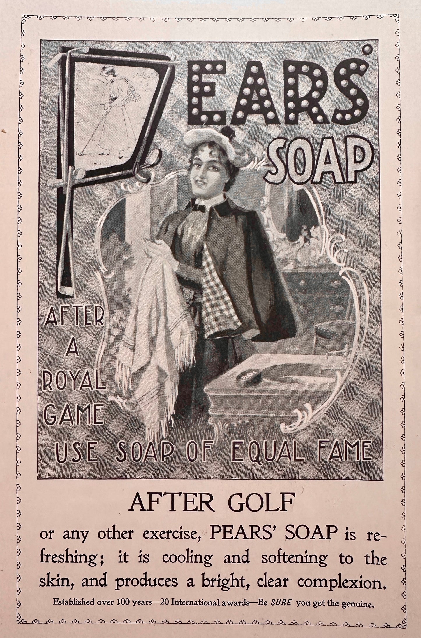 1898 Pear's Soap - After a Royal Game Use Soap Of Equal Fame Ad #N1454