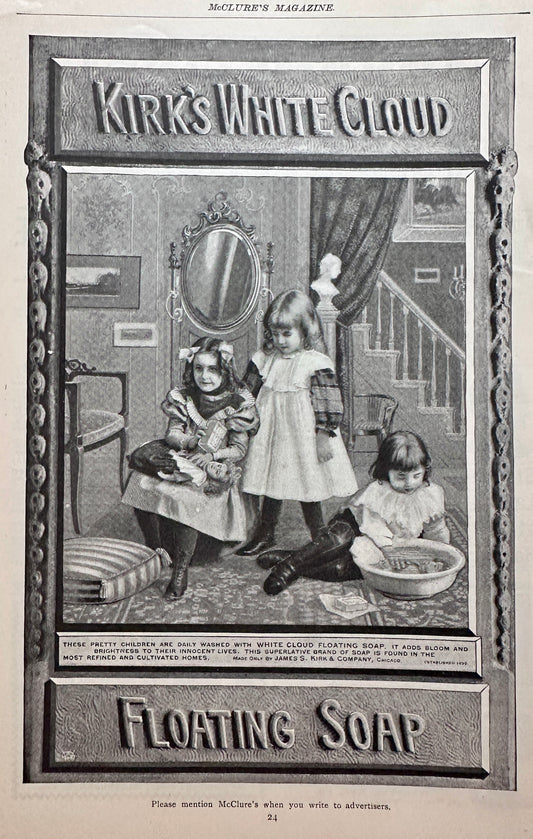 1898 Kirk's White Cloud Floating Soap - Pretty Children Ad #N1459