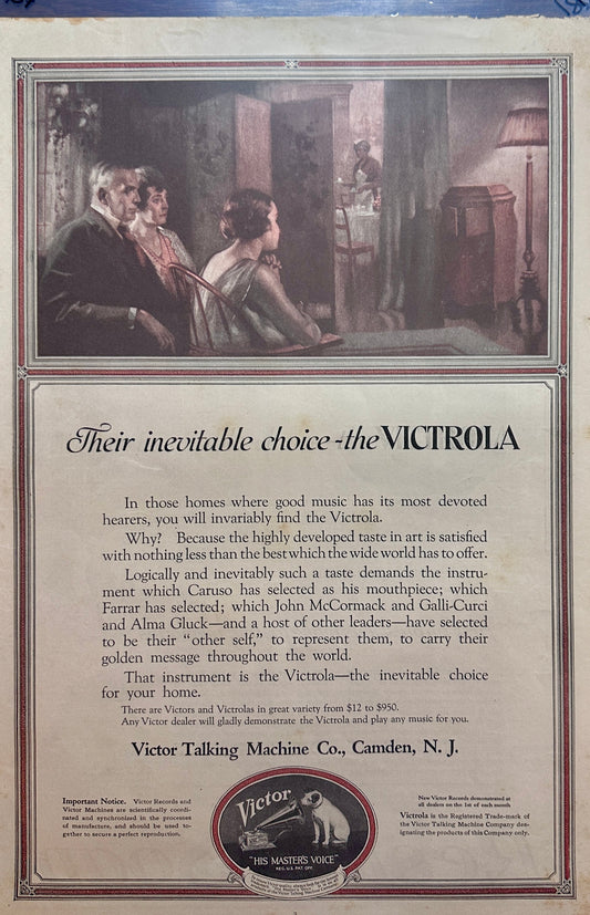 1919 Victrola - Inevitable Choice-  Victor Talking Machine Ad #186
