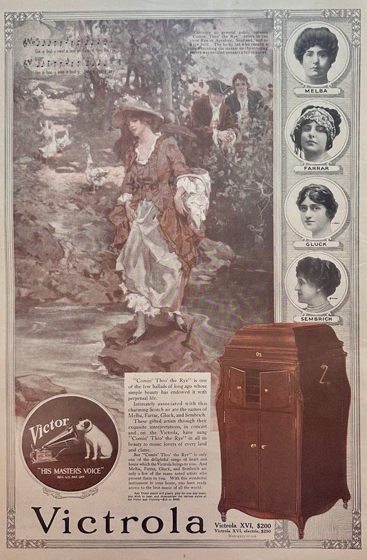 1920 Victrola - MELBA, FARRAR, GLUCK, SEMBRICH -  Victor Talking Machine Ad #187