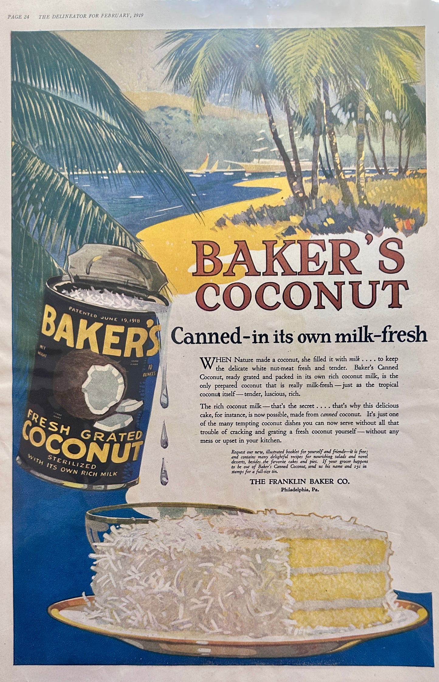 1919 Columbia Grafonola Antique Ad + Bakers Coconut Pantry Ad #177