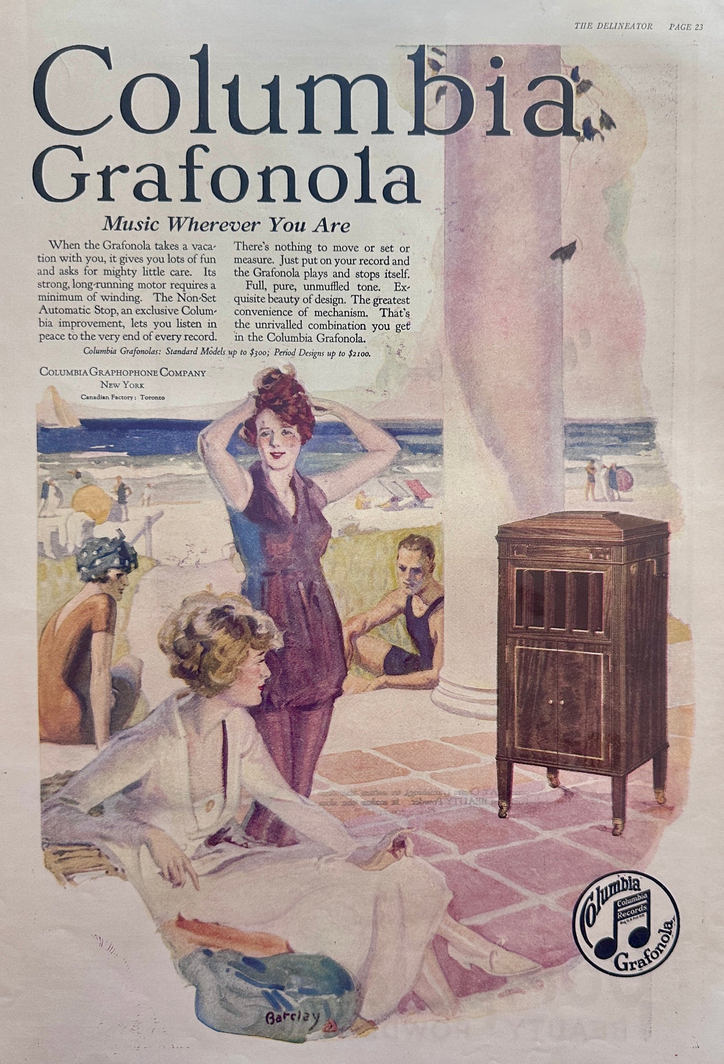 1919 Columbia Grafonola & Pompeian Beauty Powder Period Ads #176