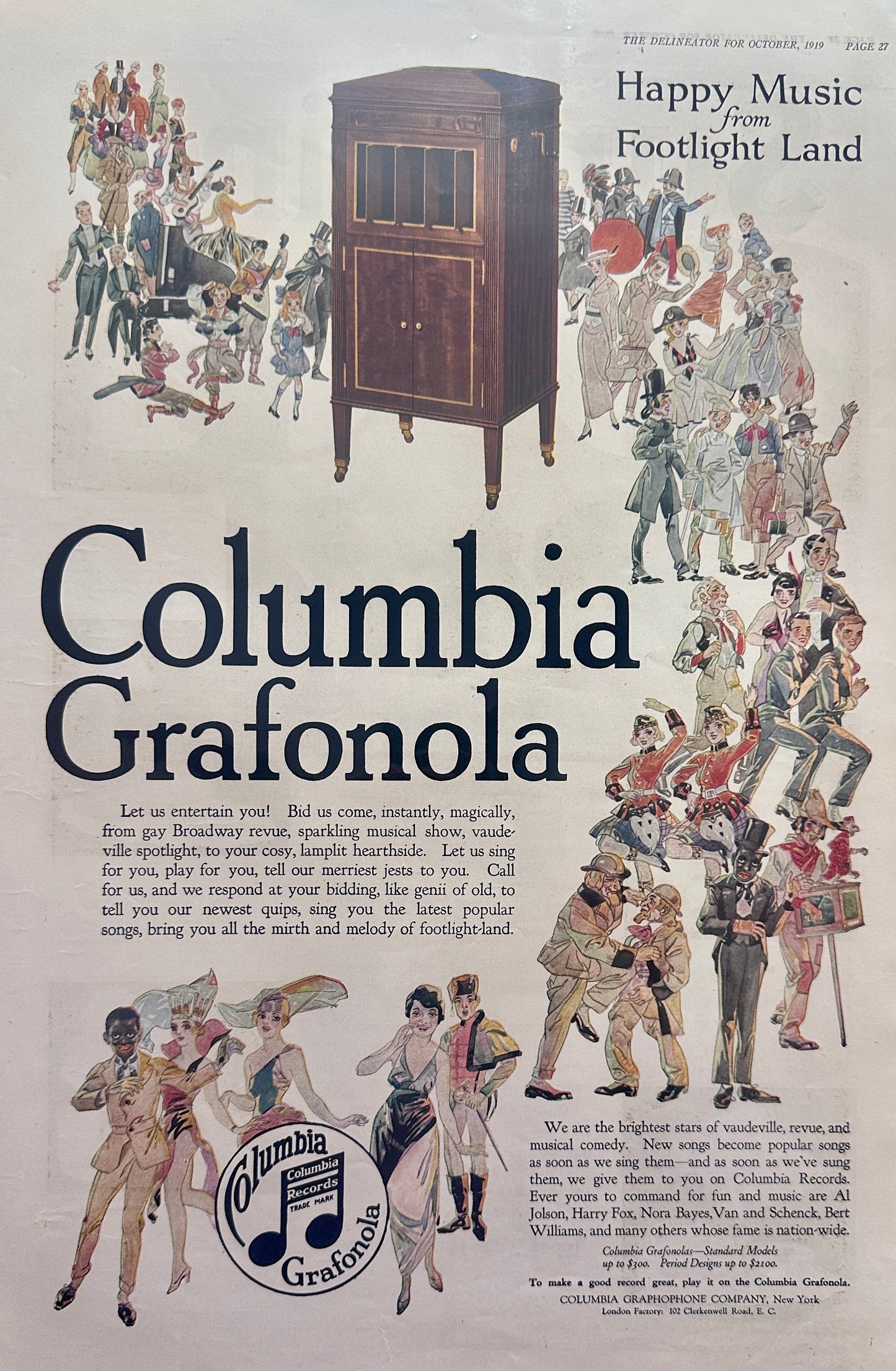 1919 Columbia Grafonola & Recording Artists + Sunshine Biscuits Ad#175