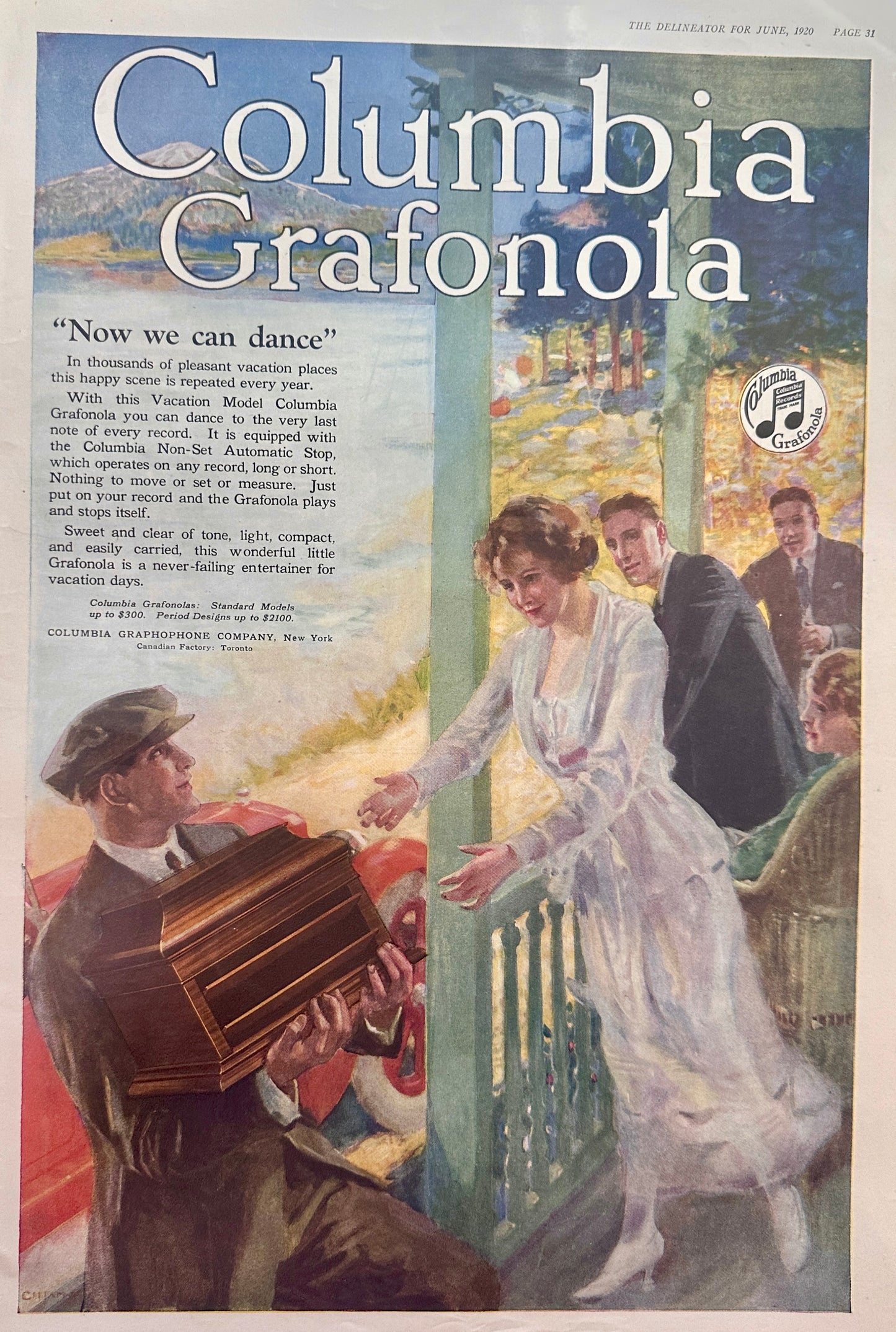 1920 Columbia Grafonola  Table top Model - Now we can Dance Ad #174