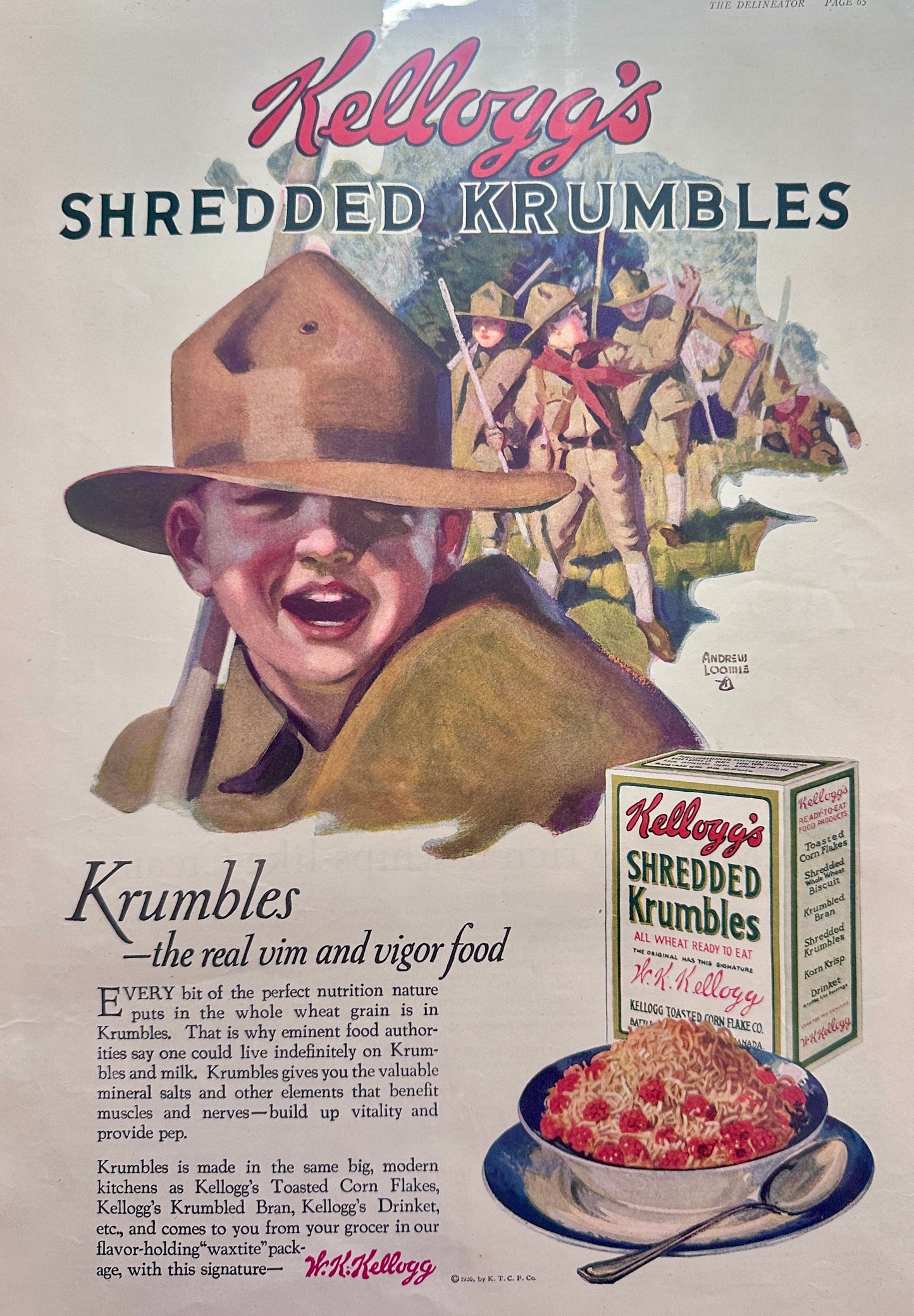 1920 Kellogg's Shredded Krumbles All Wheat Ready To Eat Cereal Ad #162