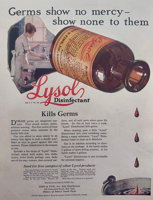 1922 Lysol Disinfectant - Show No Mercy - Ad #160