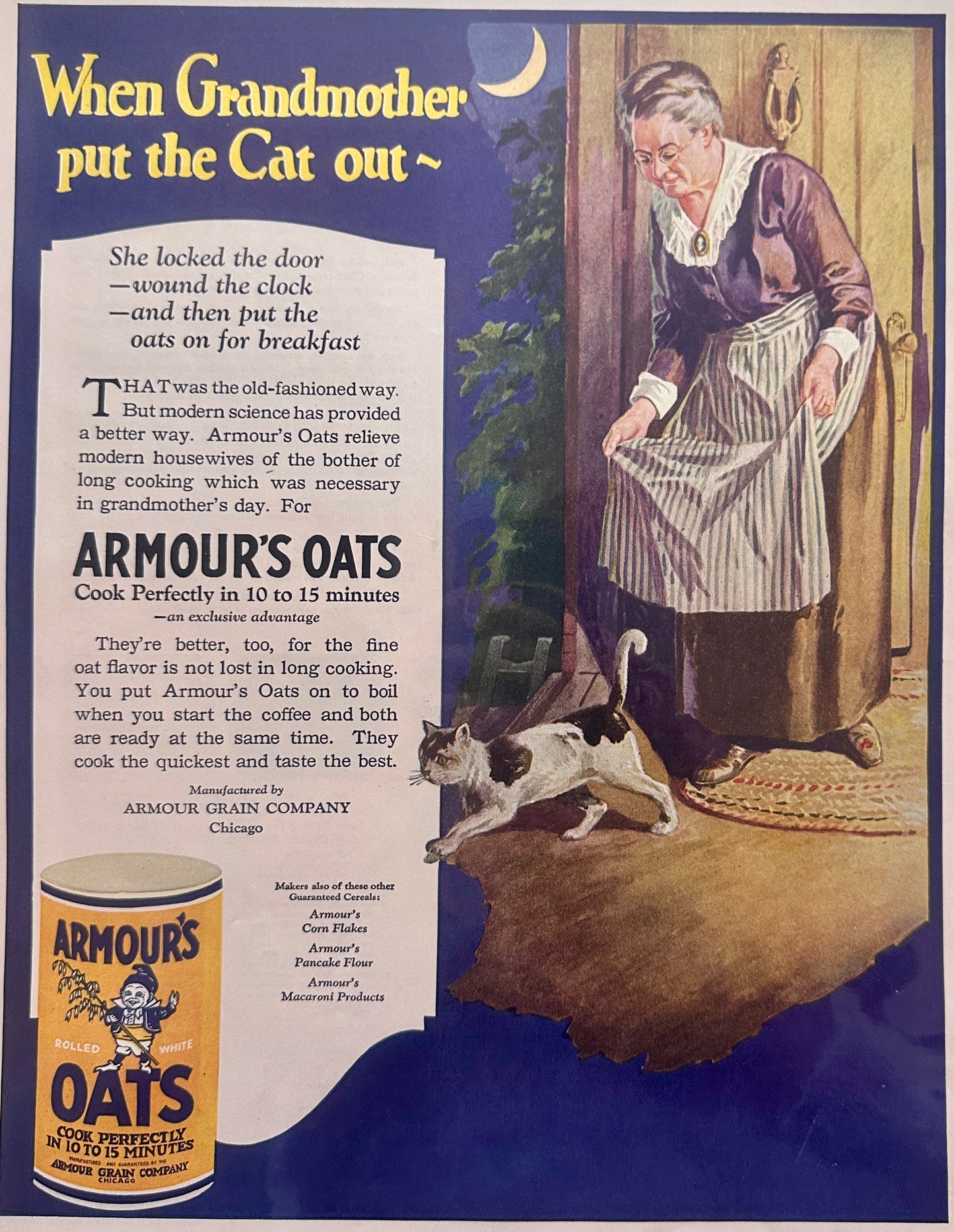 1922 Armour's Oats - When Grandmother Put the Cat Out Ad #143