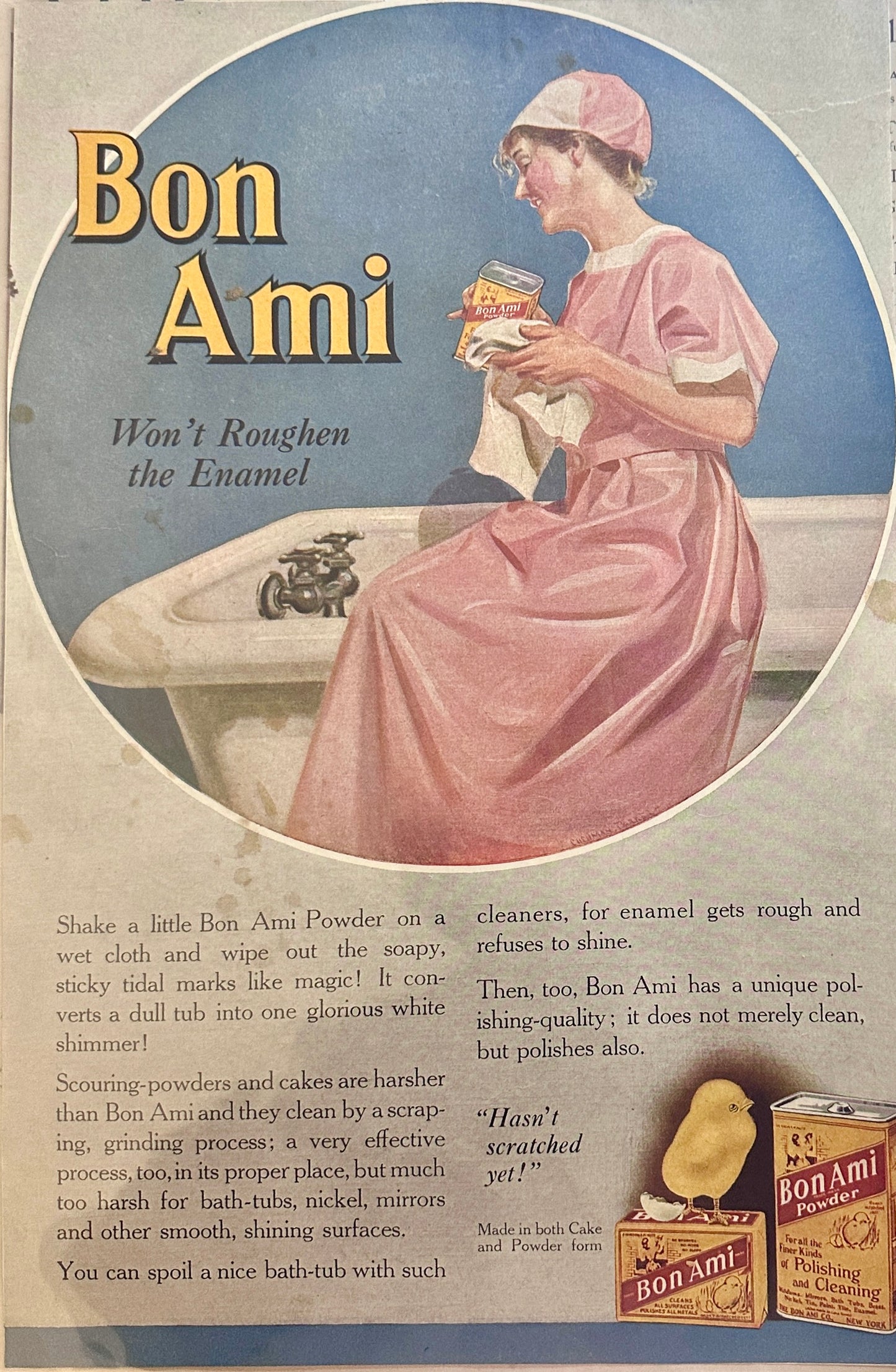 Set of (2) 1920 Colorful Bon Ami Cleanser Ads #128-1-2