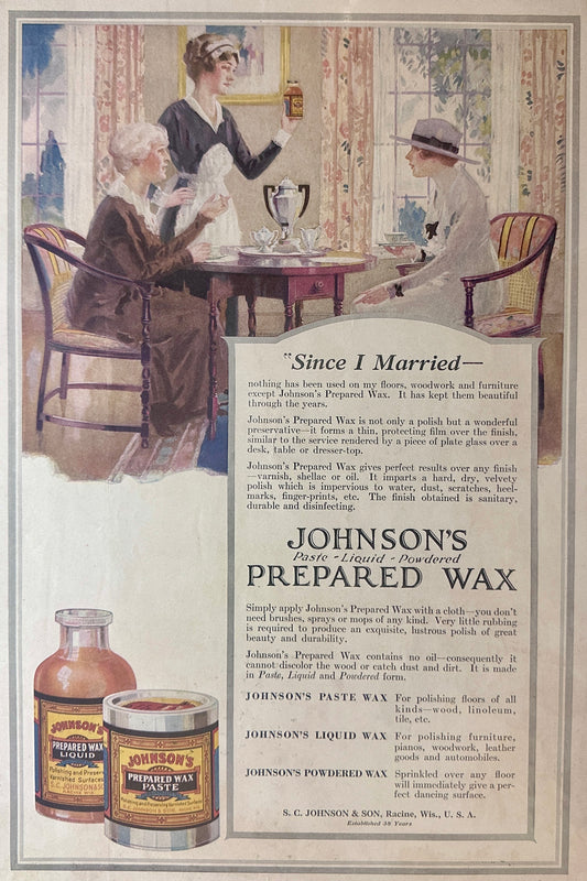 1917 Johnson's Prepared Wax Masterpiece Ad #112-4