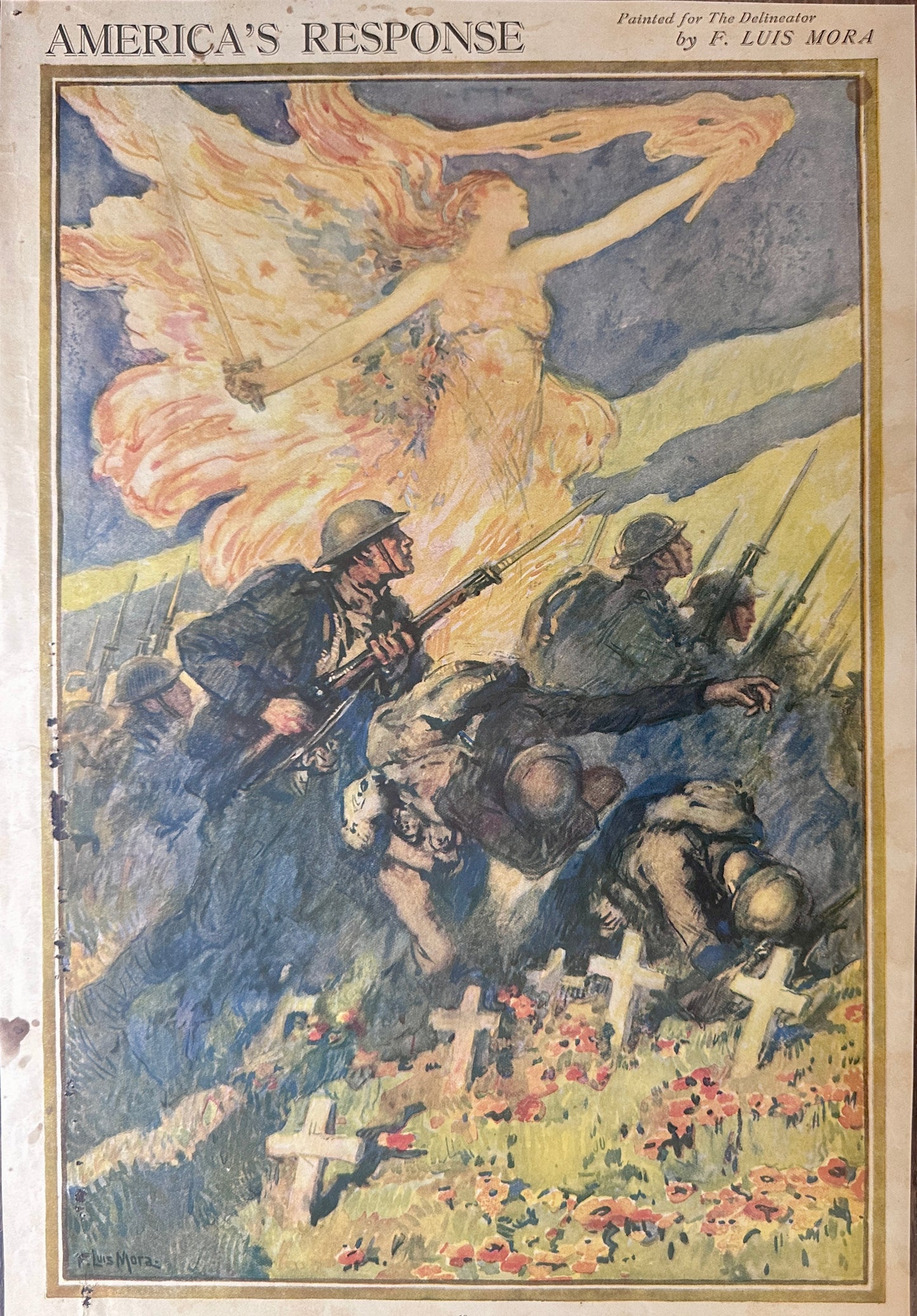 1919 - 1920 WWI Tribute to Fallen Soldiers - Religious Nature - Set of 3 #0099