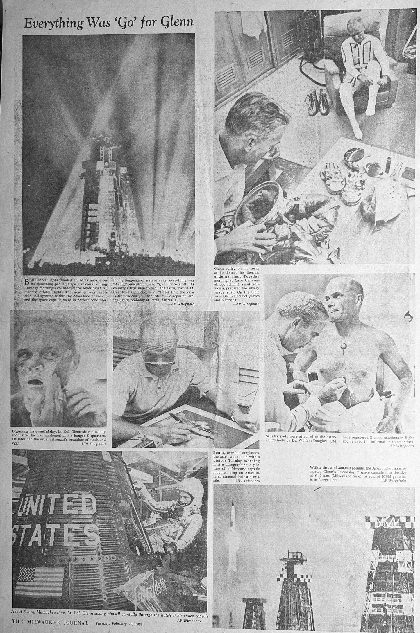 1962-Feb-20 John Glenn Returns From Orbit Historic Headlines 0001