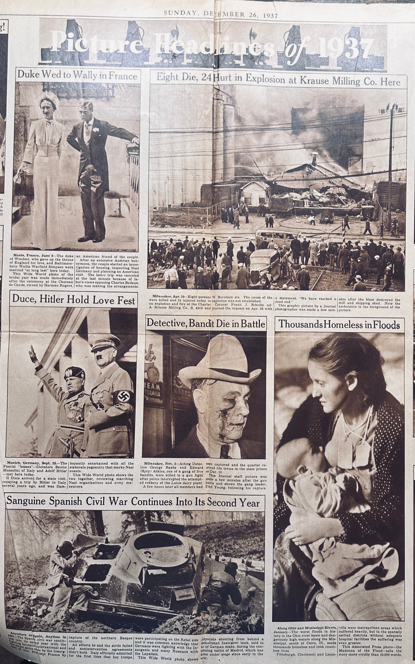 1937-Dec-26 Picture Headlines of 1937 Milwaukee Journal - Hindenburg HH0002