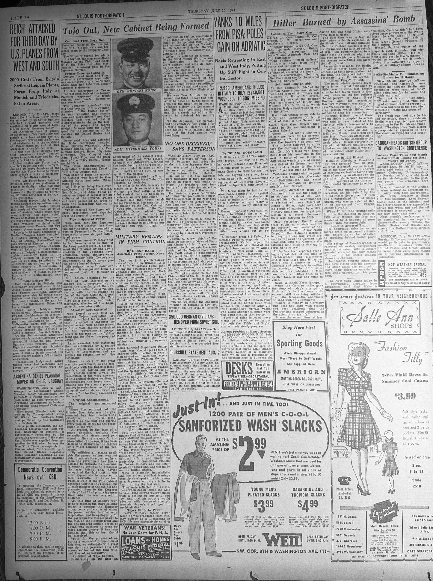 1944-July-20 HITLER BURNED BY ASSASSINS' BOMB - HH0065