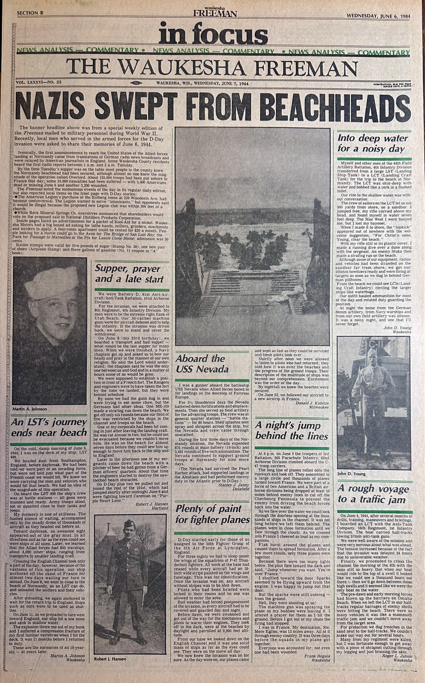 1984 Tribute to June 6, 1944 - Waukesha Freeman - HH0004 Historic Headlines