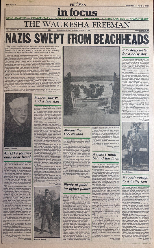 1984 Tribute to June 6, 1944 - Waukesha Freeman - HH0004 Historic Headlines
