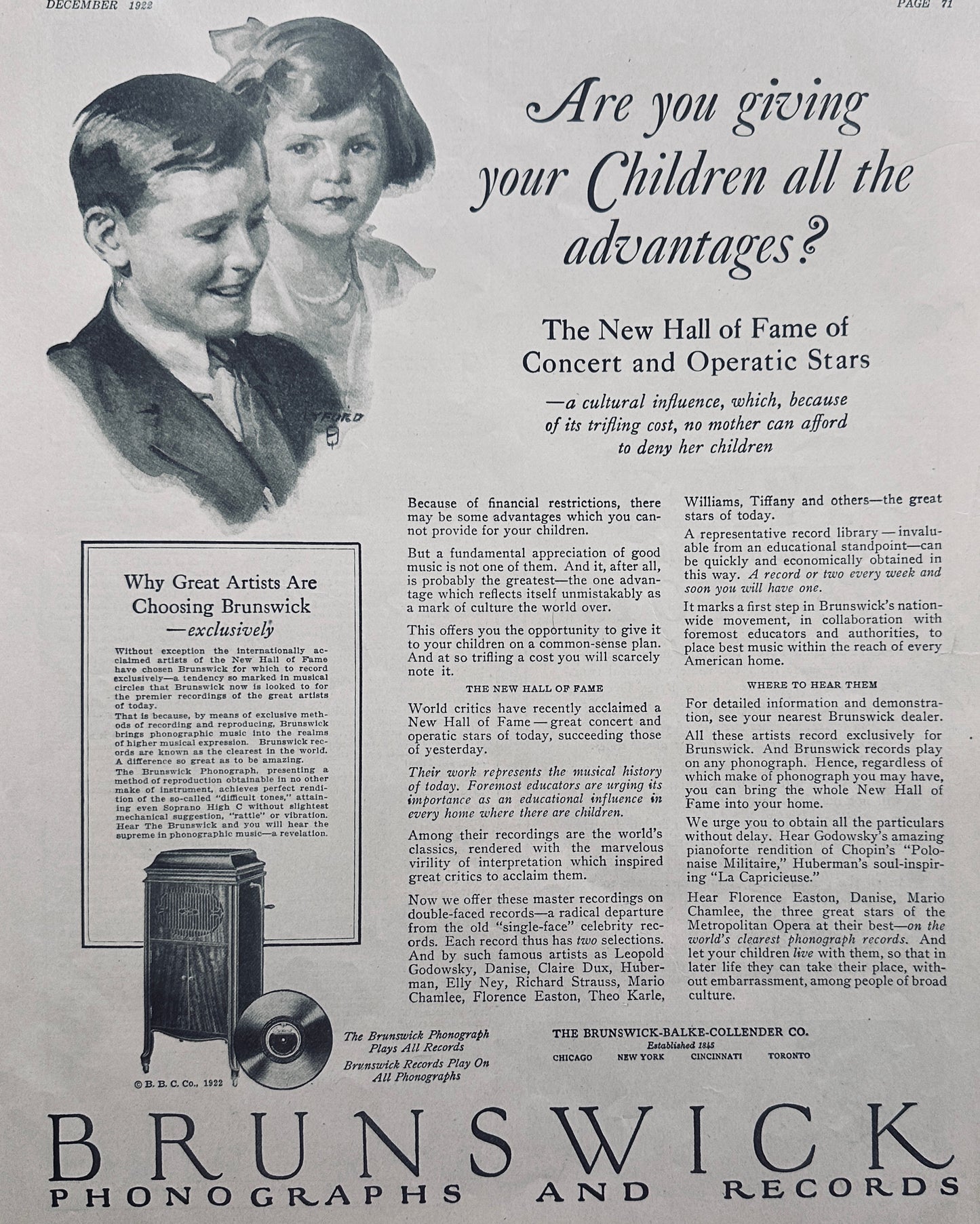 1922 Brunswick Phonograph & Pyrex Tea Pot Vintage Ad #91