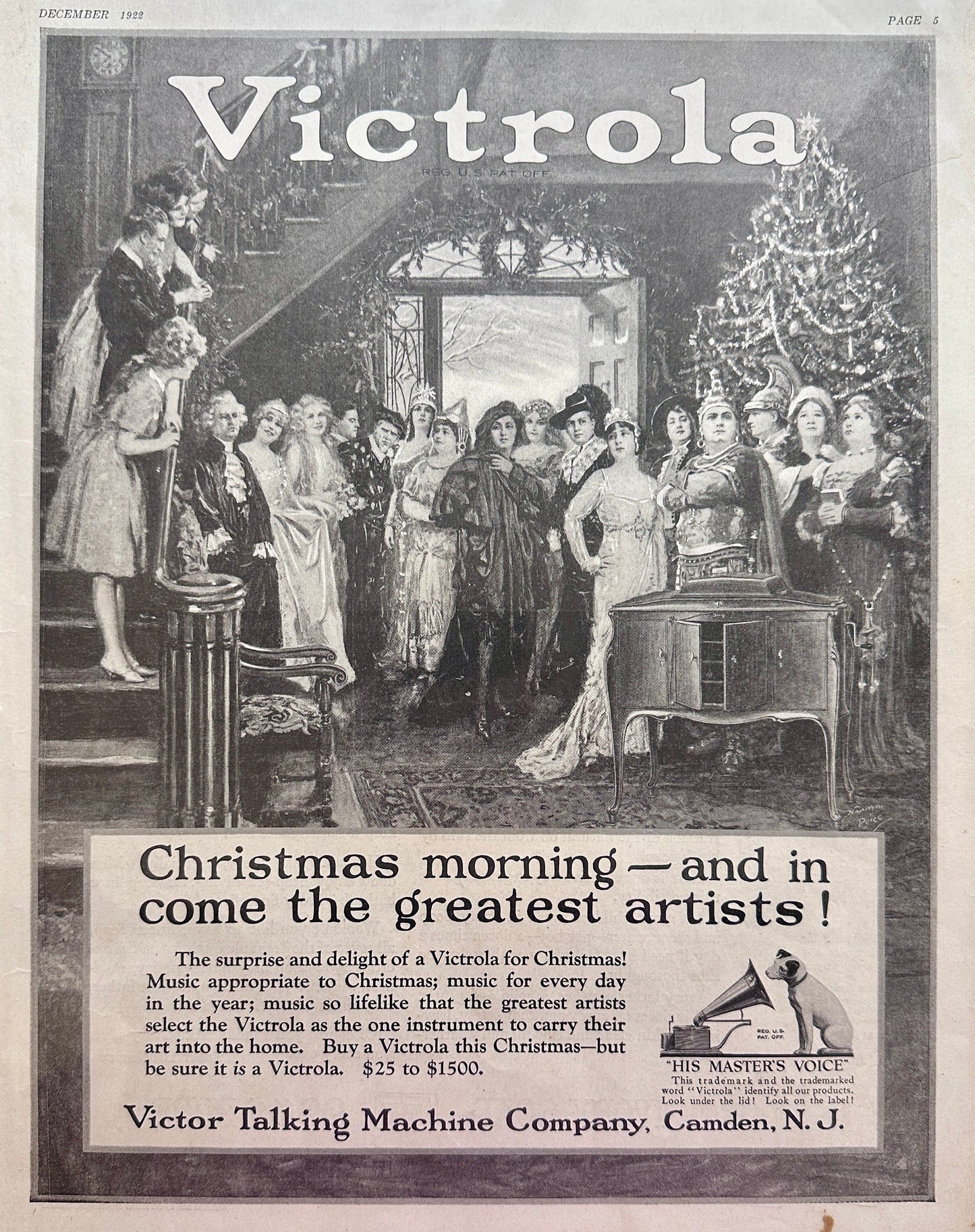 1922 Victrola Console For Christmas - Vintage Ad #94