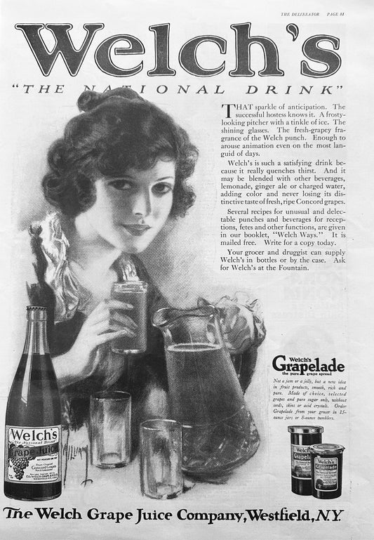 1920 - Set of (2) Welch's Grapejuice & Grapelade Spread Antique Ads #83-1-2