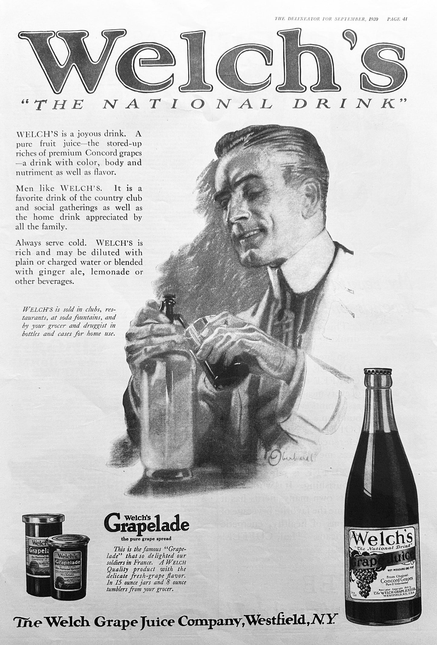 1920 - Set of (2) Welch's Grapejuice & Grapelade Spread Antique Ads #83-1-2