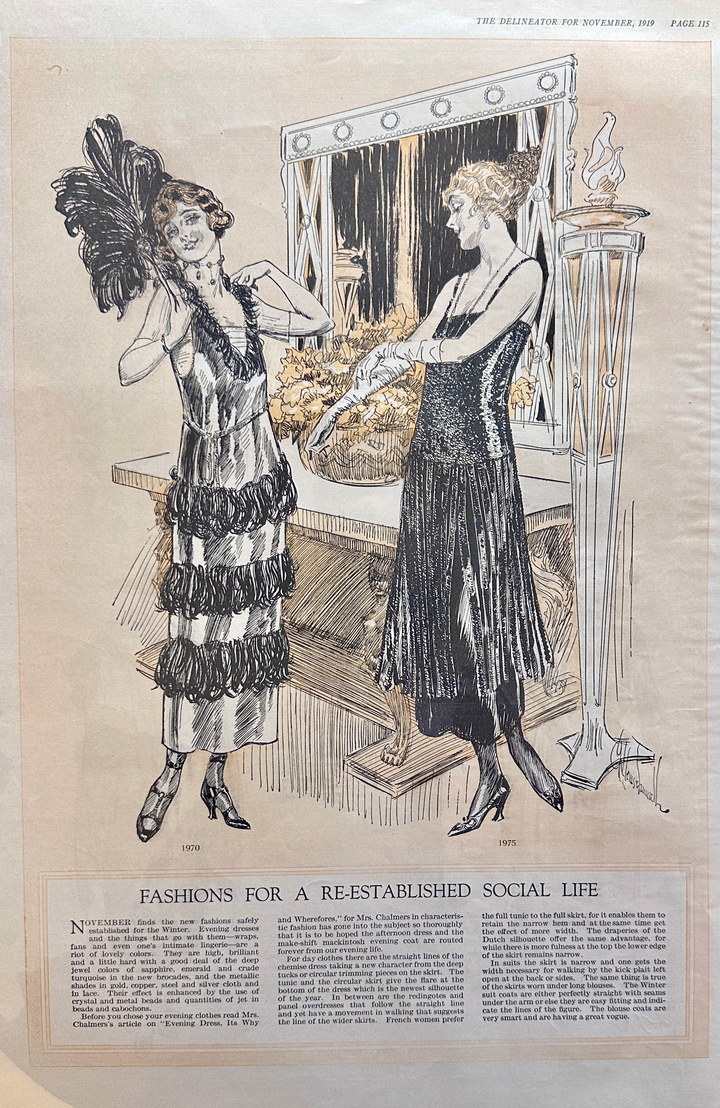 Antique Fashion Pages from 1919 Magazine Lot of (5) Set #87-1-2-3-4-5