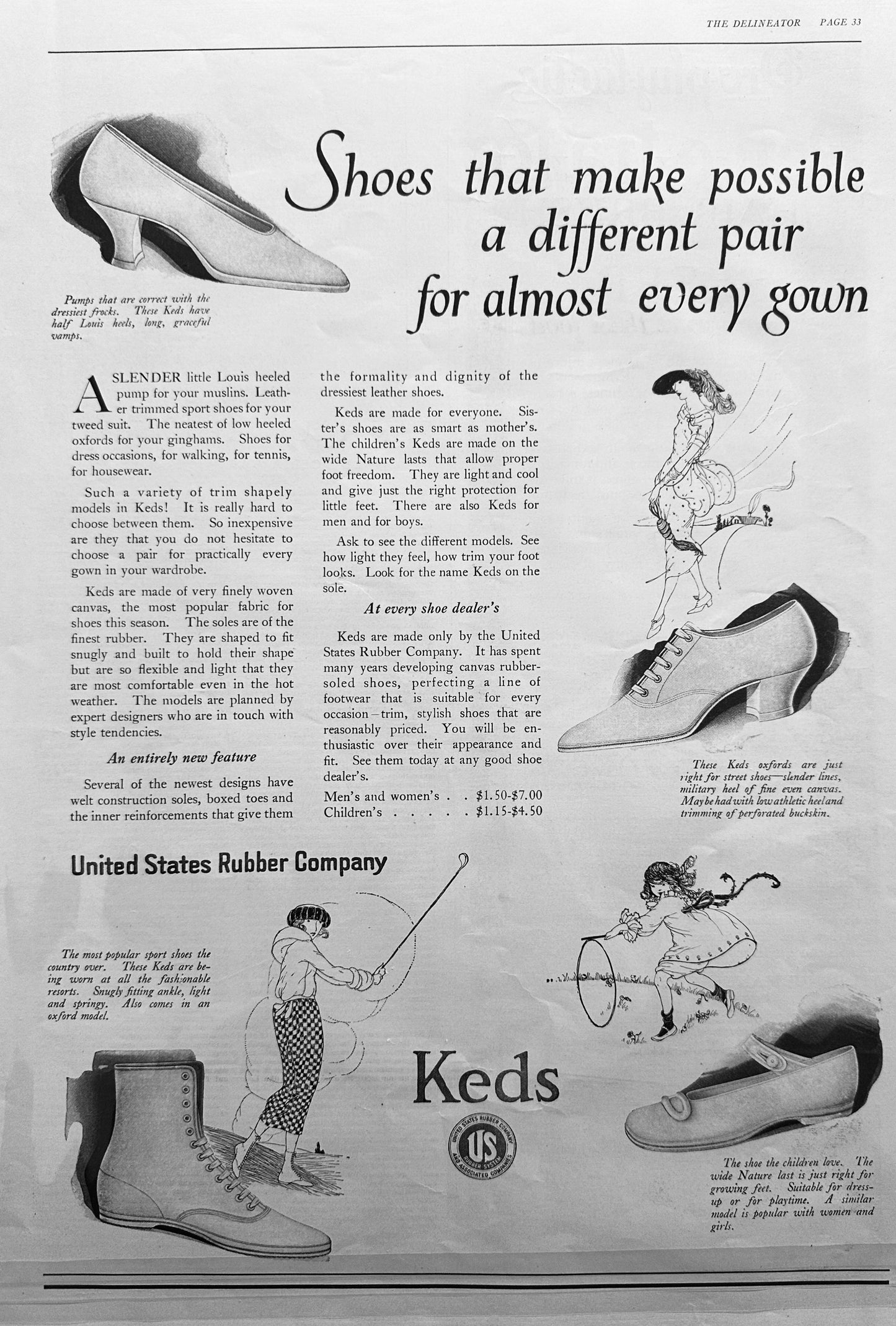 Set of (4) Women's Period Shoe Ads From 1918-1923 Set #89