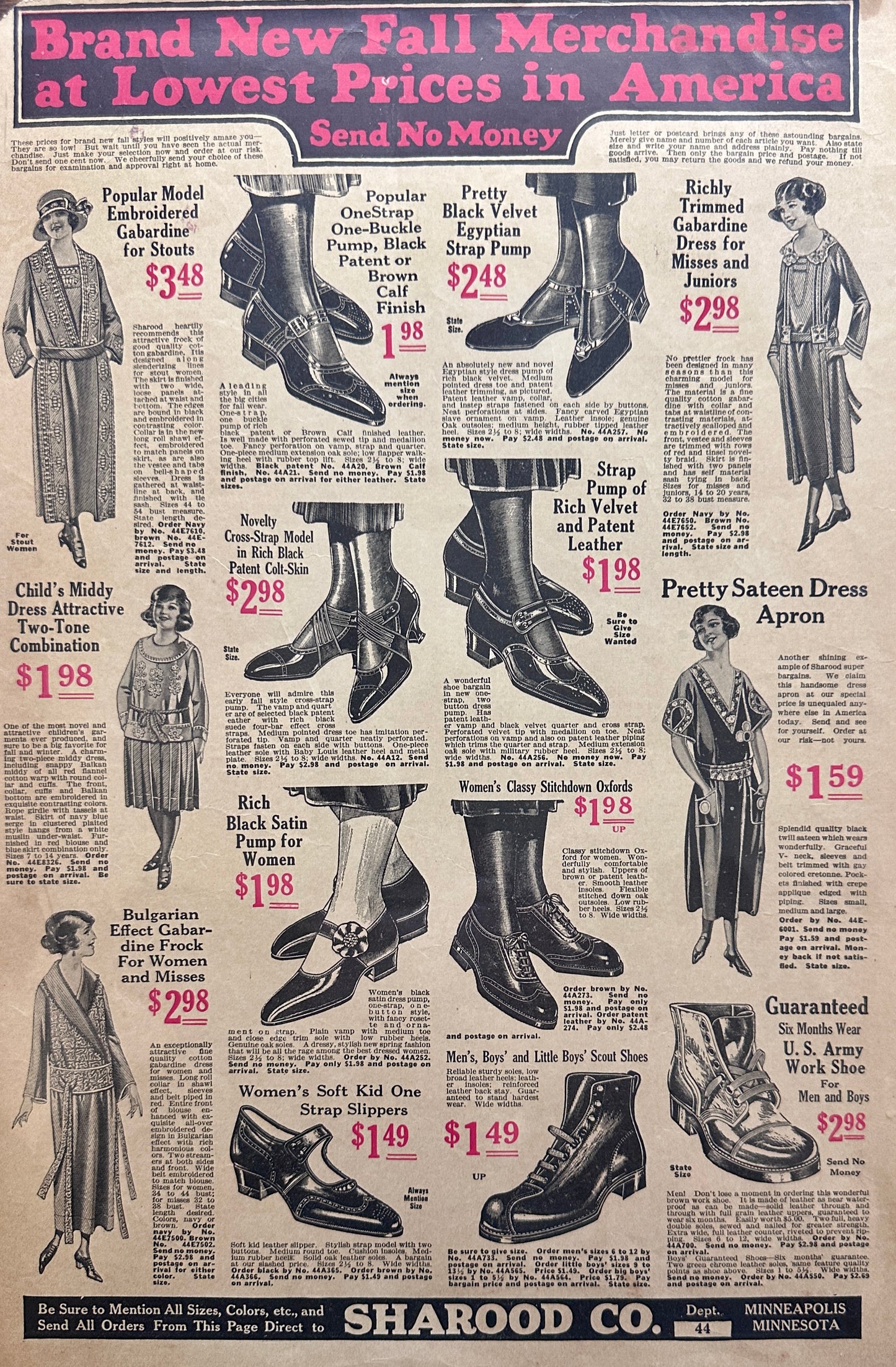 Set of (4) Women's Period Shoe Ads From 1918-1923 Set #89