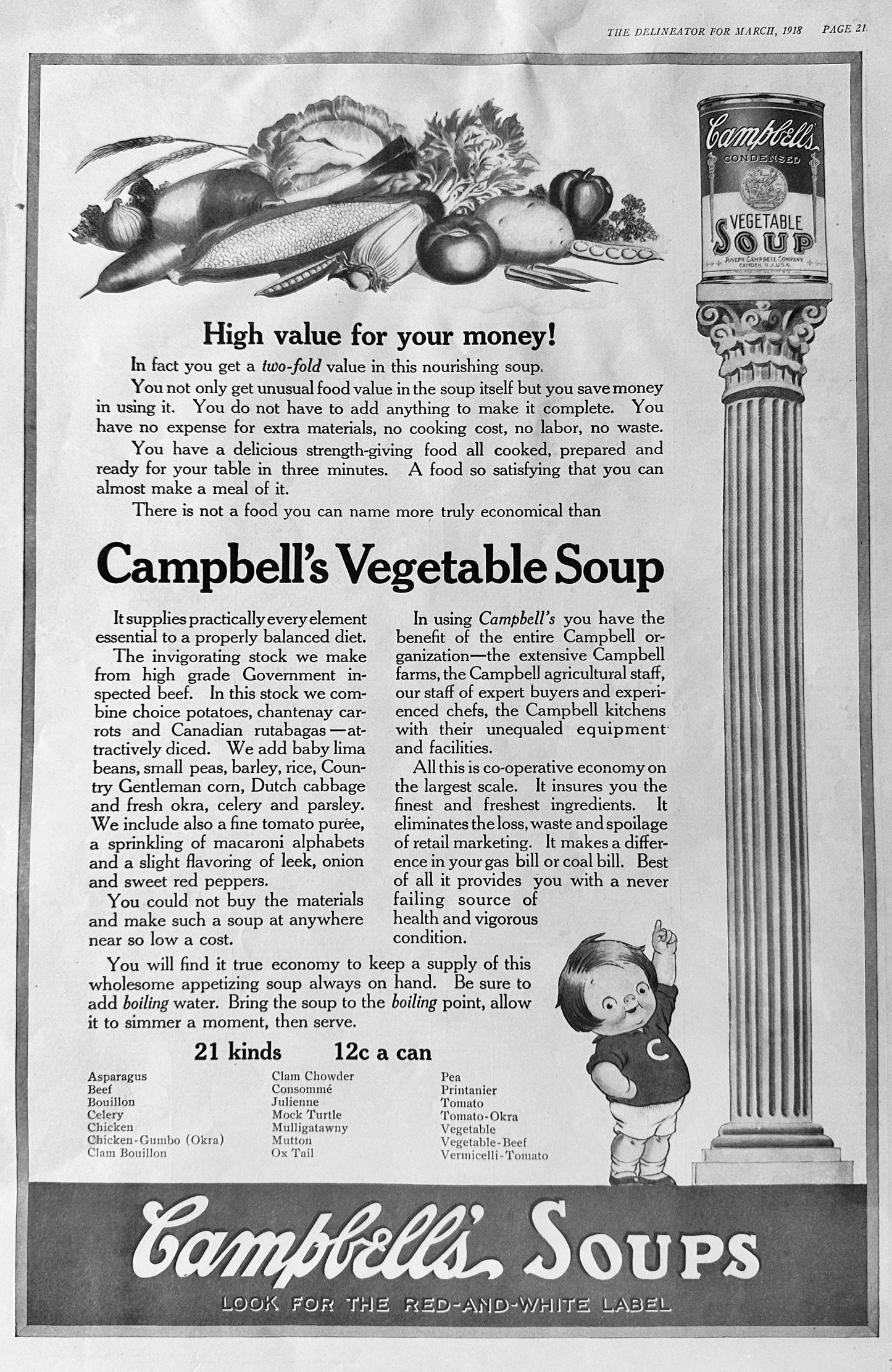 1917 - 1922 Vintage Campbell's Soup Advertisements Set 1721