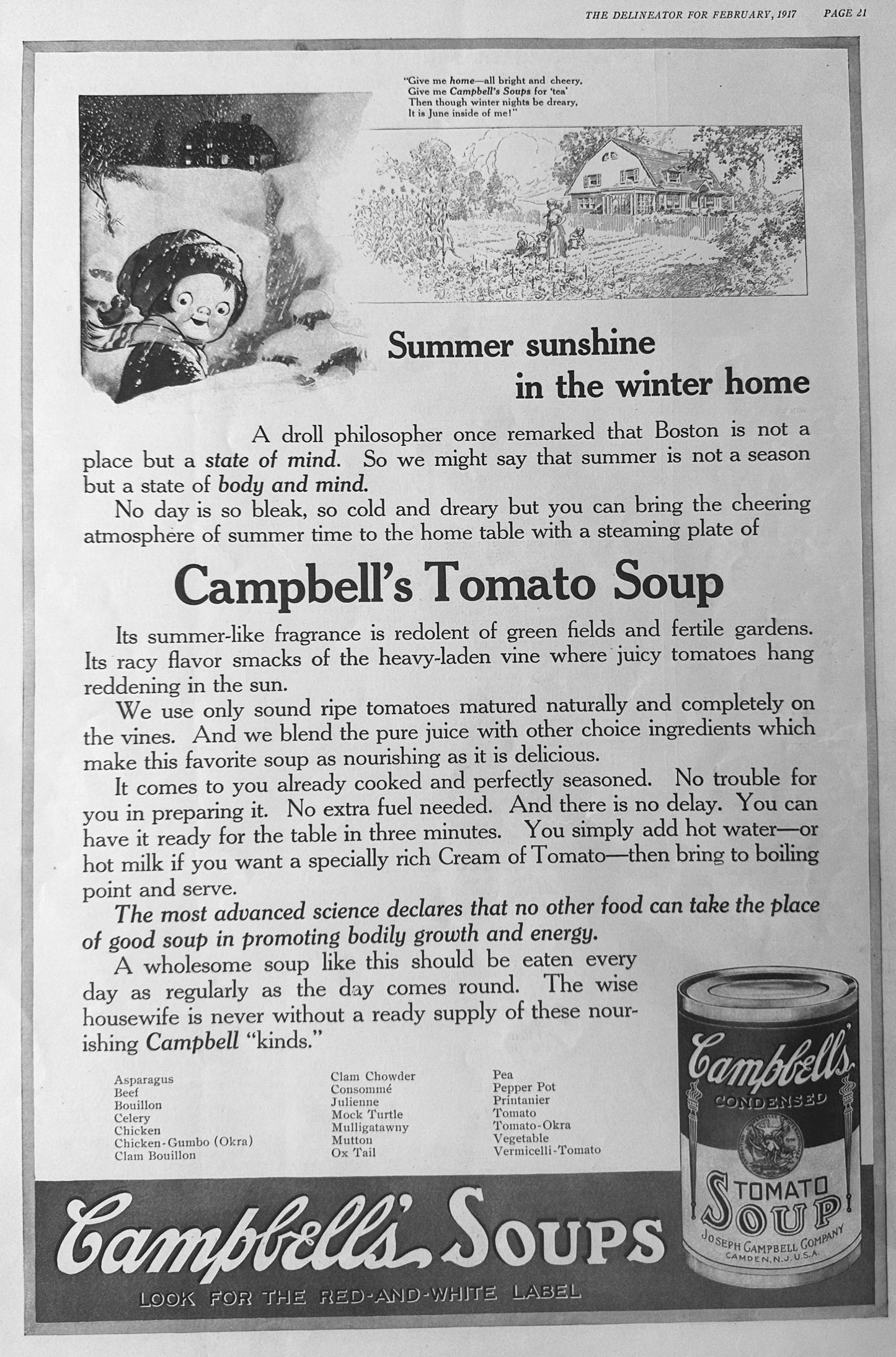 1917 - 1922 Vintage Campbell's Soup Advertisements Set 1721