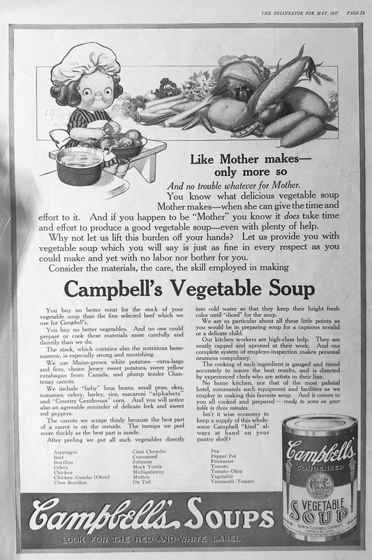 1917 - 1922 Vintage Campbell's Soup Advertisements Set 1721