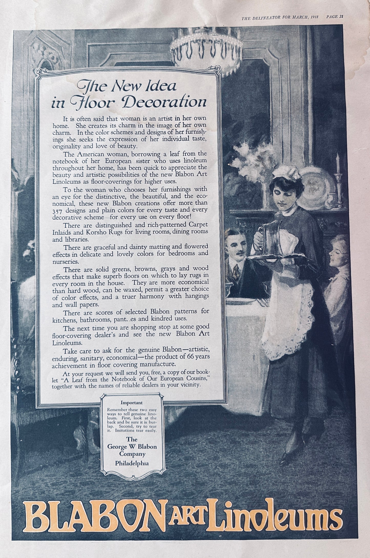1918 - 1928 Antique Flooring Ads Set #1734