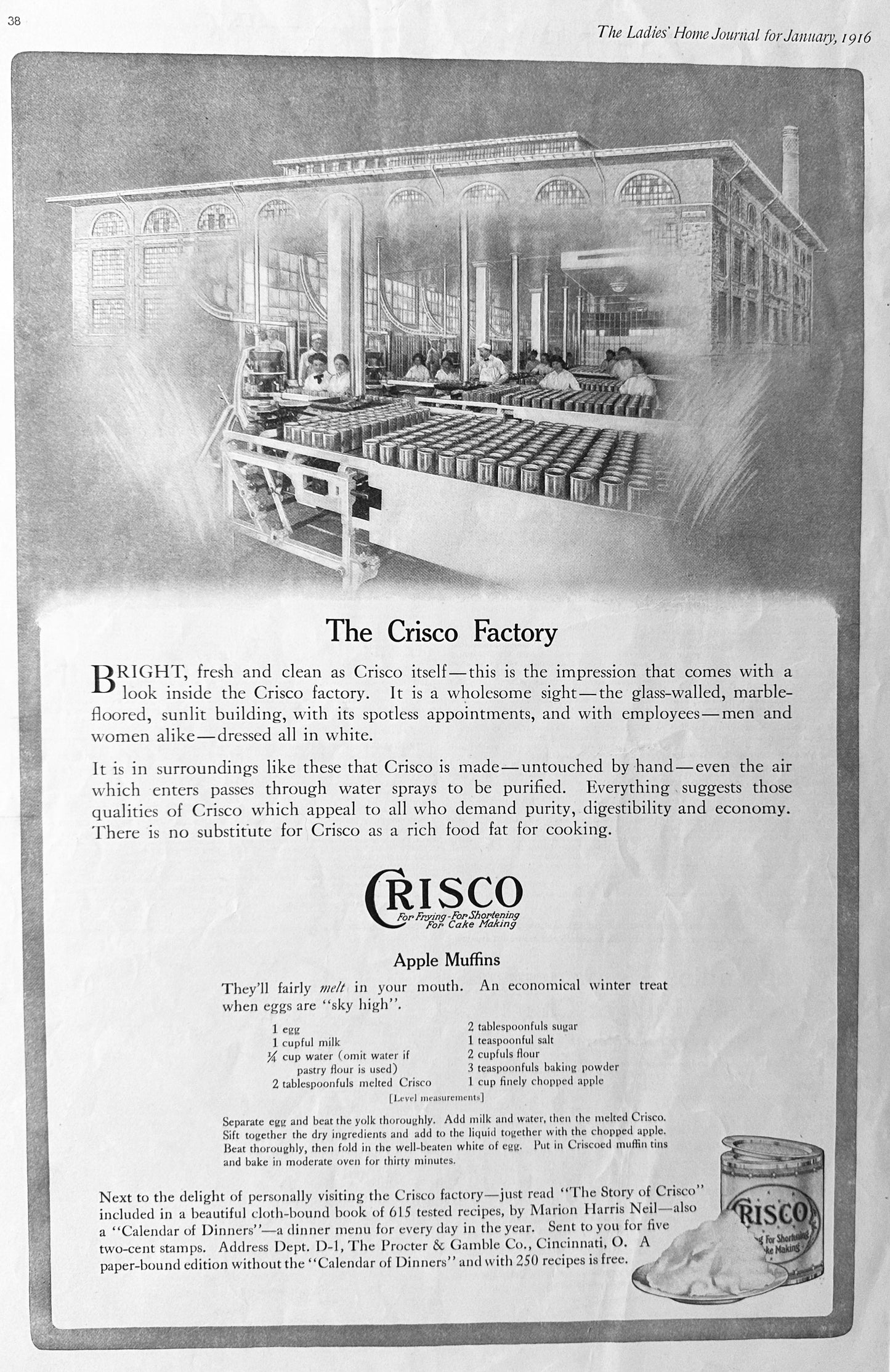 1916 - 1920 Crisco Shortening Advertisements Set # 1736