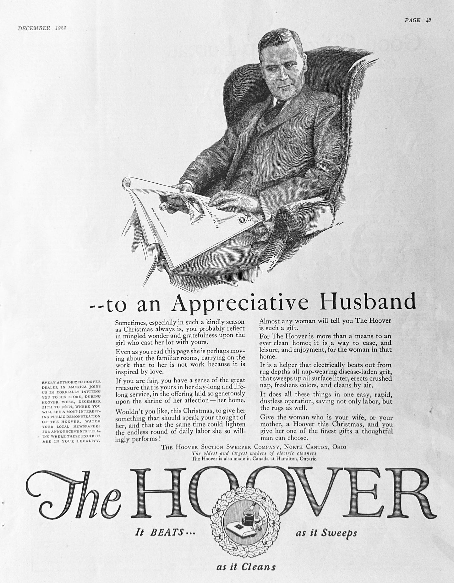 1920-1922 Set of (3) Hoover Vacuum Cleaner Antique Advertisement Set #1738