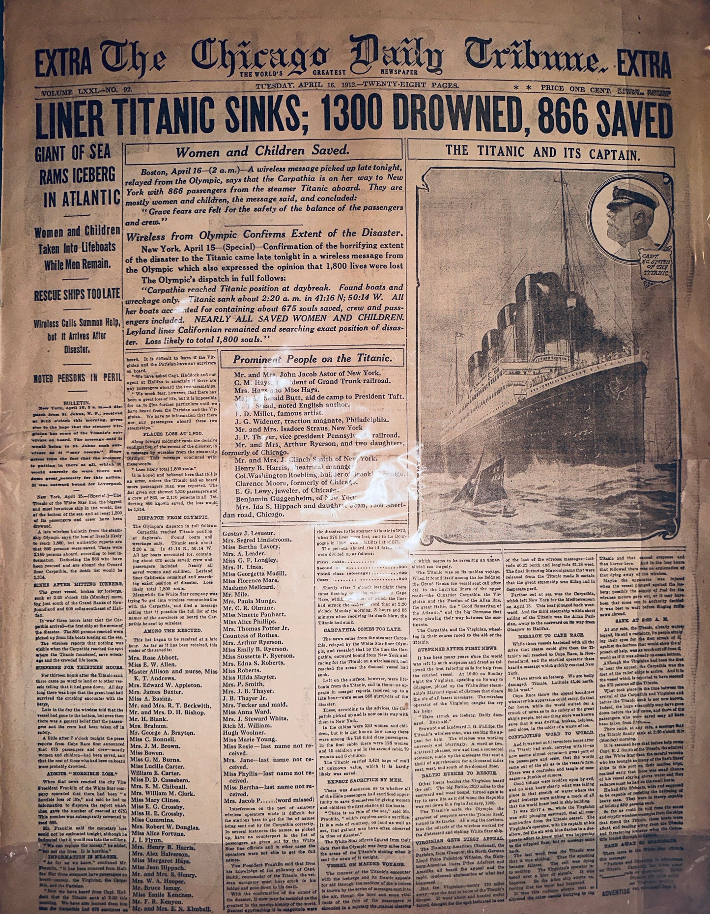 1930's Reprint of Apr 3, 1917 Historic Headline US AT WAR: WILSON HH0015