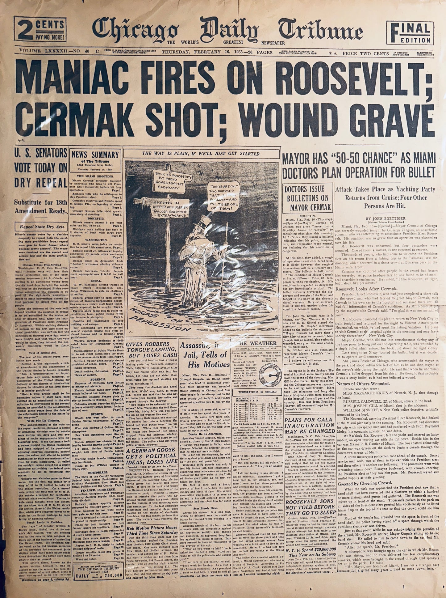 1930's Reprint of Nov 8, 1933 Historic Headline PROHIBITION VOTED OUT HH0018