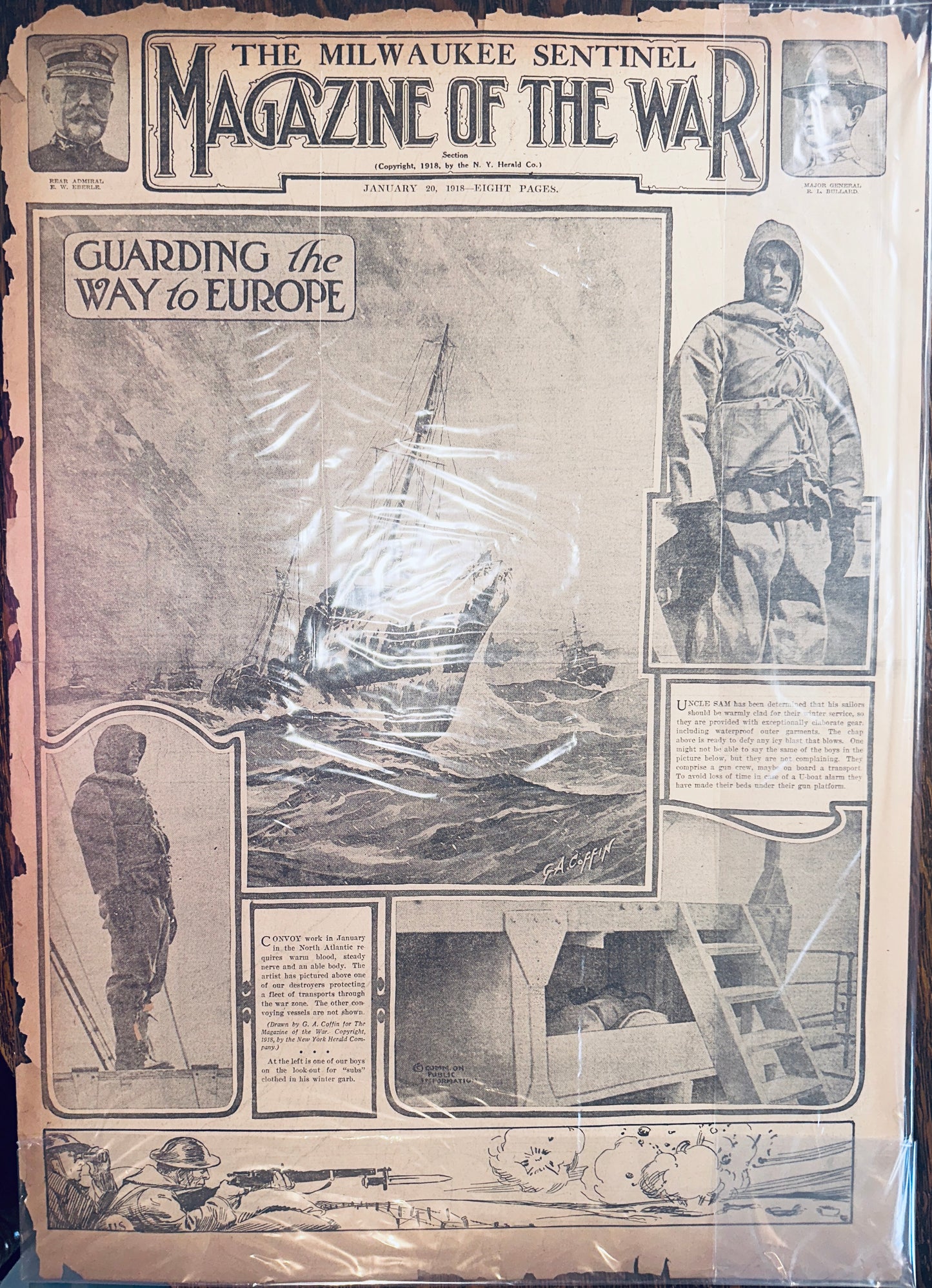 1918 WWI - Milwaukee Sentinel Magazine of War - 3 Pages HH0025