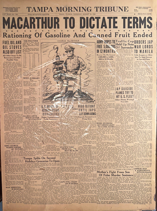 1945 Tampa Morning Tribune - MACARTHUR TO DICTATE TERMS - HH0026